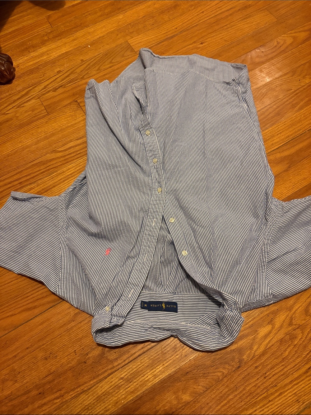 Nautica Blue and White Pinstripe Button-Down Shirt